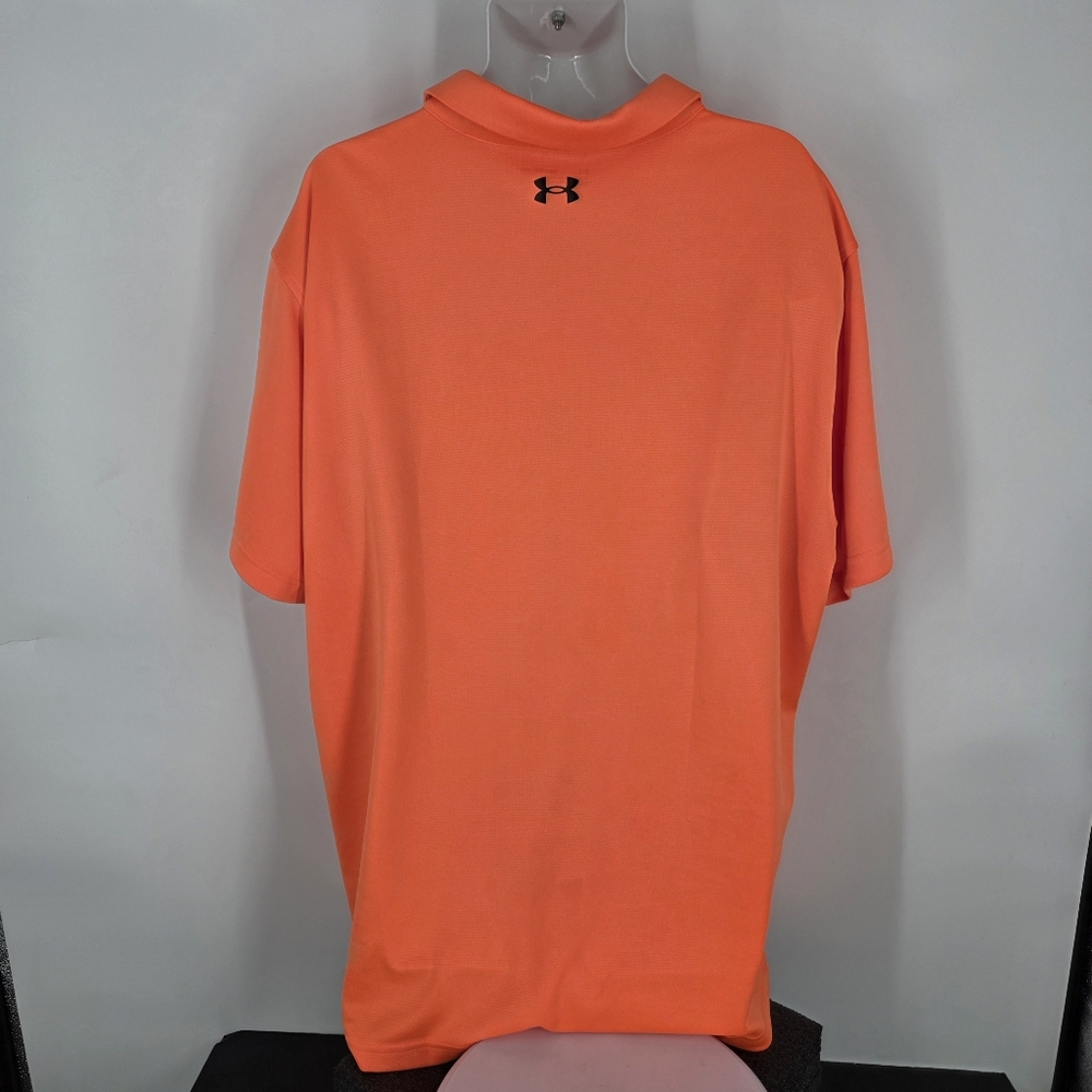 Under Armour Polo Mens 4XL Orange Blck Loose Fit HeatGear Golf Performance Shirt - Picture 5 of 7